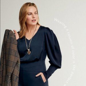 Cabi 3959 Timeless Blouse Navy Fall 2020 Medium EUC